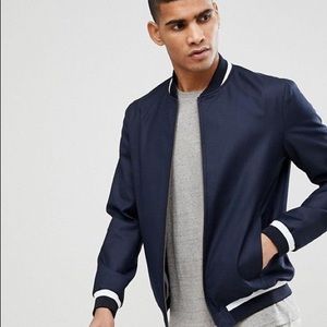 NOAK BOMBER VARSITY JACKET ASOS in NAVY BLUE